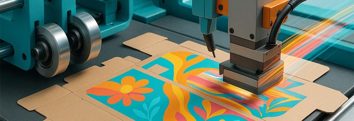 Maschine die Wellpappe bedruckt und veredelt