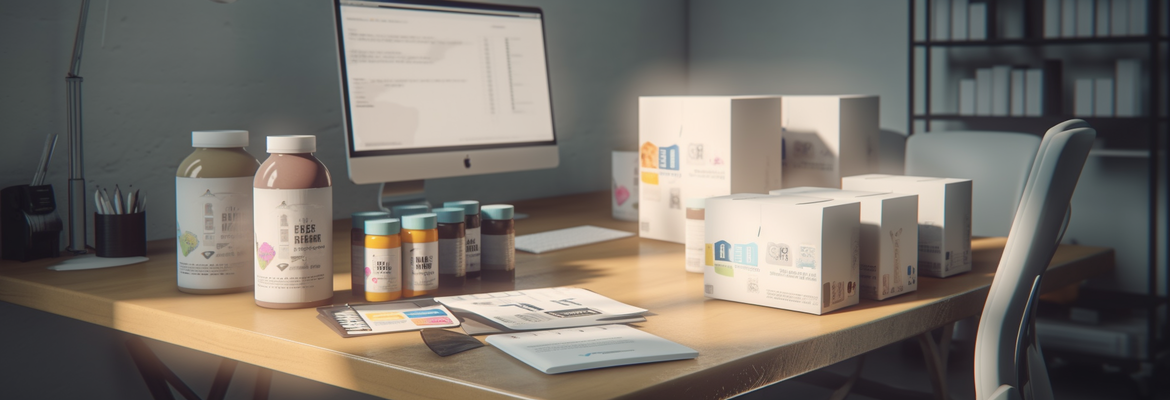 different packaging products on a desk
