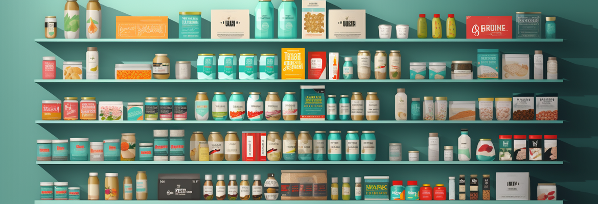 Sales shelf with various products