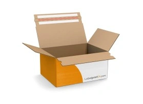 Return box with crash lock base and adhesive tape