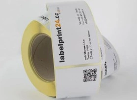 Etikett mit Text und Barcode