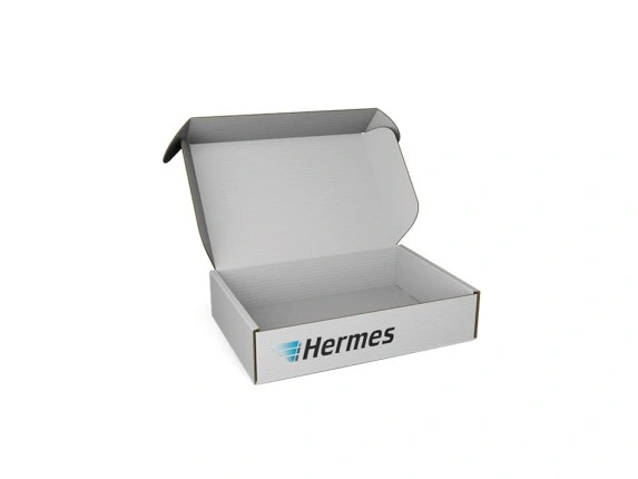 vollflächig bedrucker Hermes Karton