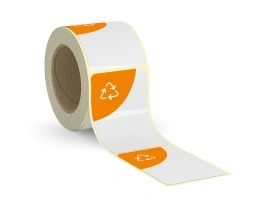 Recycling PE Folie, weiß, glänzend, Kleber permanent haftend
