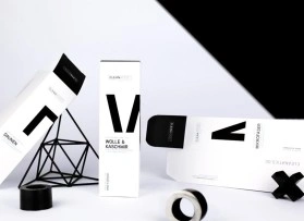 Emballage en bo&icirc;te pliante de haute qualit&eacute; en noir et blanc pour les d&eacute;tergents
