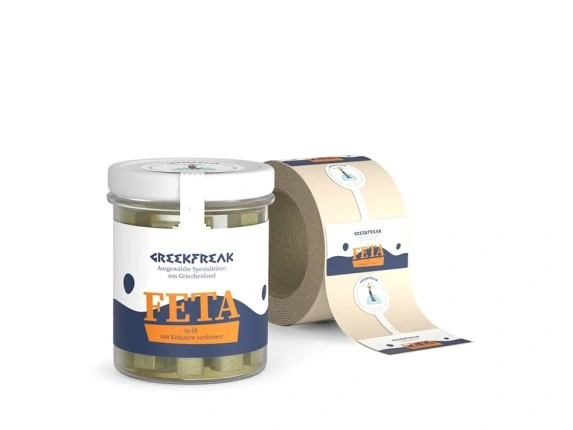 Gewährverschlussetikett für Feta