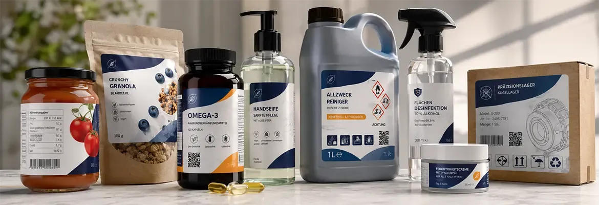 Verschiedene Produkte gekennzeichnet durch Etiketten