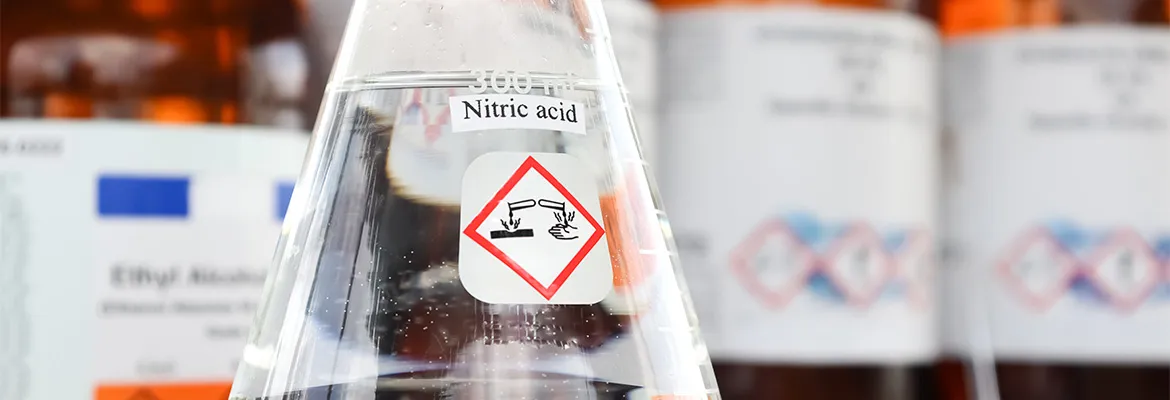 Chemical label on laboratory glass