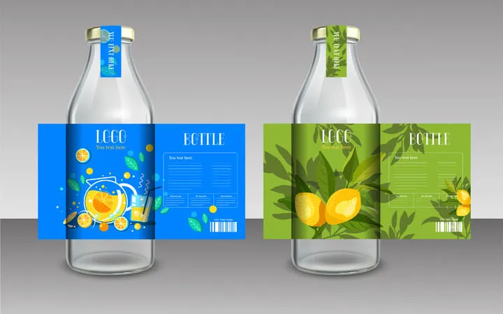 Flaschenetikett mit Sicherheitsetikett am Deckel Flaschenetikett mit Sicherheitsetikett am Deckel