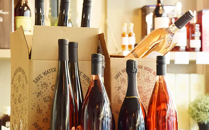Weinflaschen in Kartons Weinflaschen in Kartons