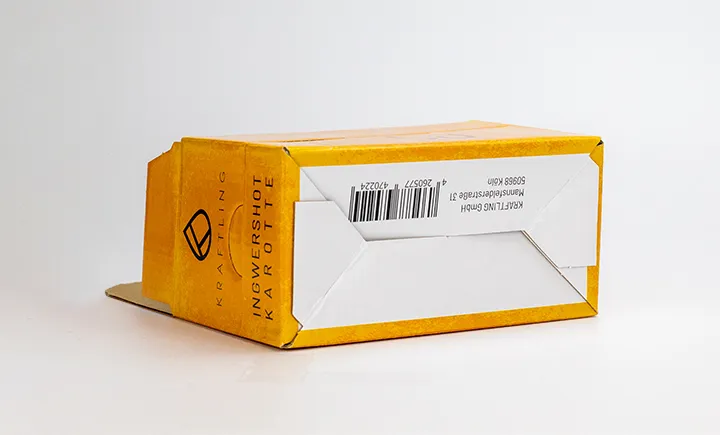 bedruckte Produktverpackung mit Automatikboden
