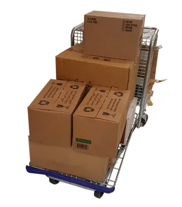 Cartons sur chariot