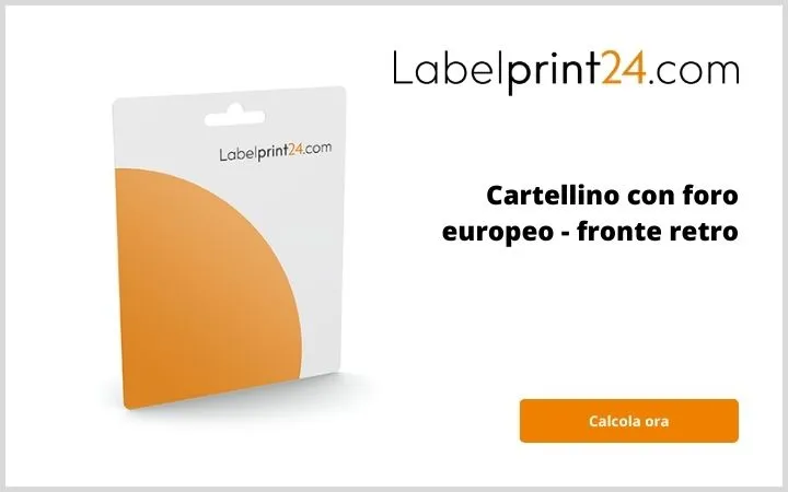 Cartellino con foro europeo - fronte retro