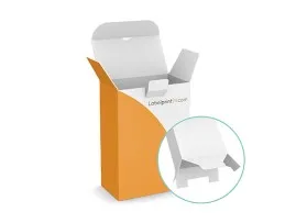Folding box with snap lock base and security tab