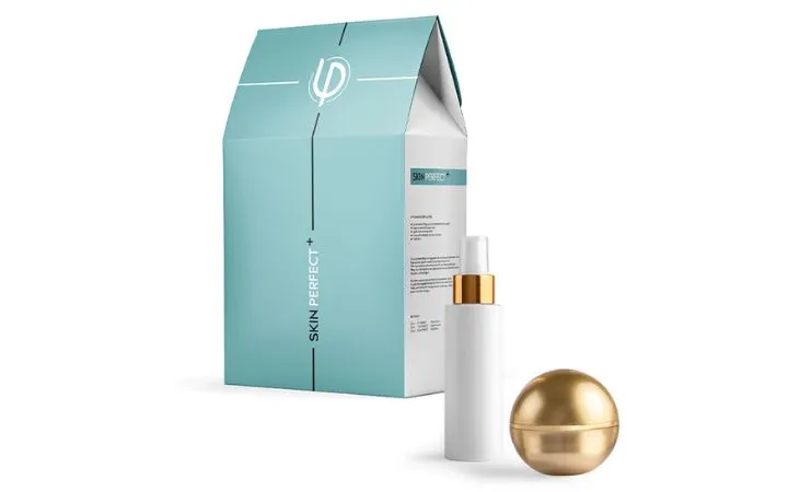 Beutelschachtel mit blauem Design