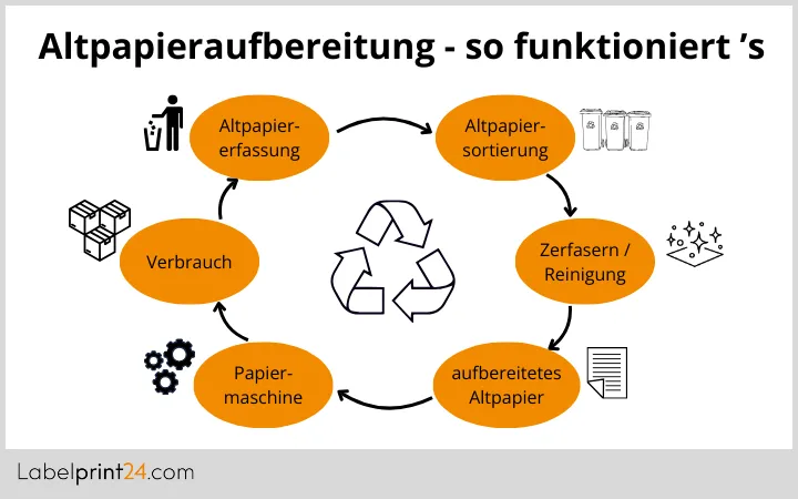 Altpapieraufbereitung in Grafik aufgezeigt
