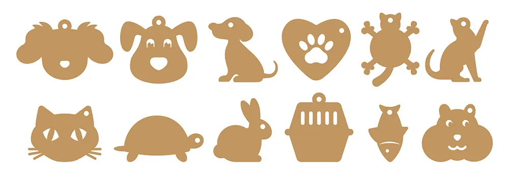 Verschiedene Schablonen-Motive aus Wellpappe Verschiedene Schablonen-Motive aus Wellpappe