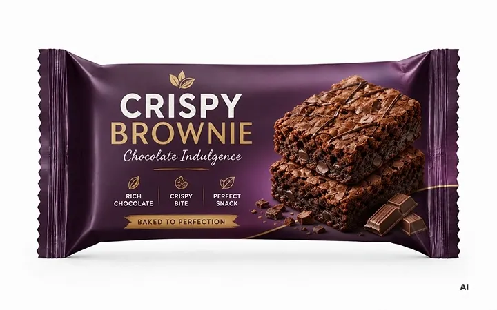 Brownie in Flowpack verpackt