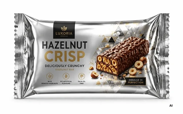 Haselnuss Riegel in Flowpack verpackt