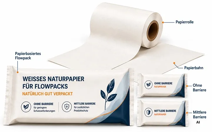 Flowpack aus Papier Flowpack aus Papier