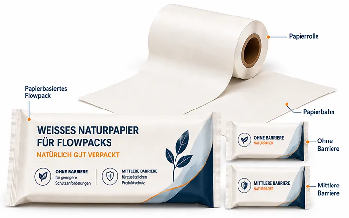 Flowpack aus Papier Flowpack aus Papier
