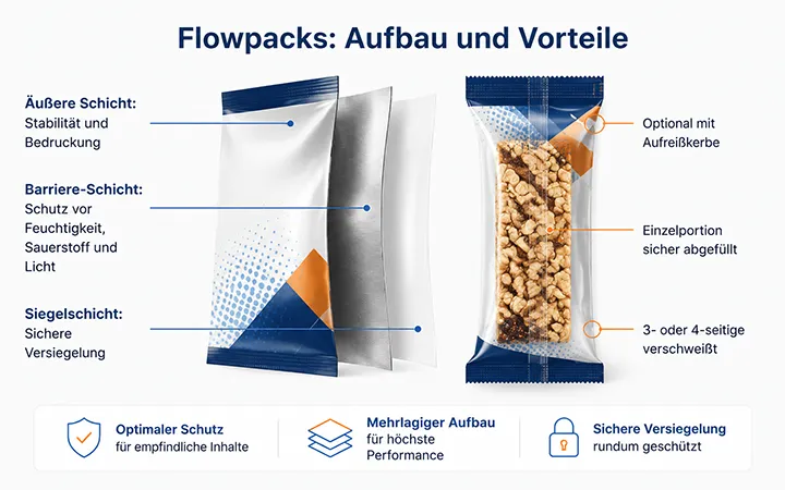 Aufbau und Vorteile von Flowpacks Aufbau und Vorteile von Flowpacks