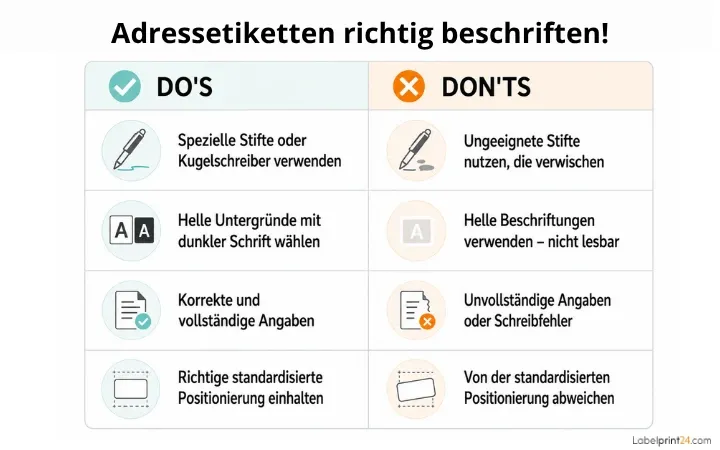 Adressetiketten richtig beschriften! 