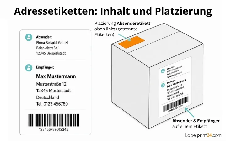 Adressetiketten: Inhalte und Platzierung