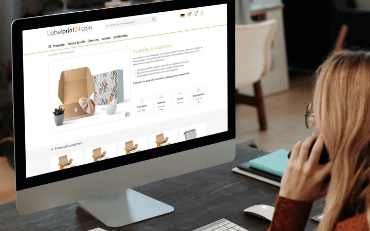 Pagina di Labelprin24 per ordinare online le scatole in cartone ondulato