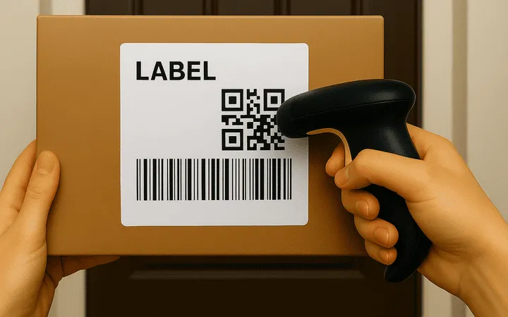 Postbote scannt Versandlabel