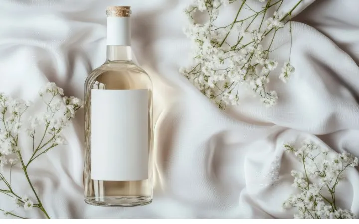 Ginflasche mit unbedrucktem Etikett Ginflasche mit unbedrucktem Etikett