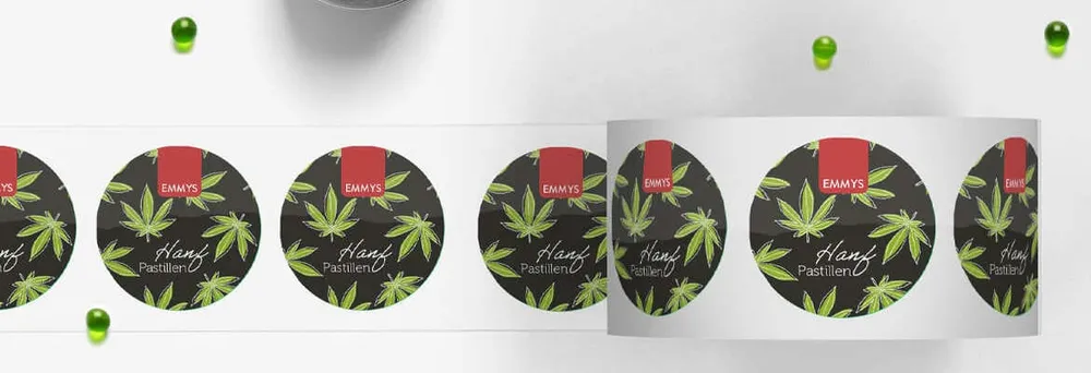 Runde Etiketten auf Rolle