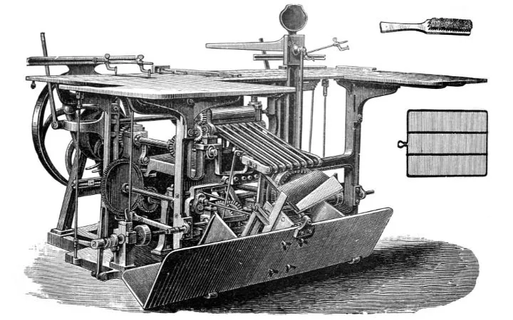 Modell einer alten Falzmaschine