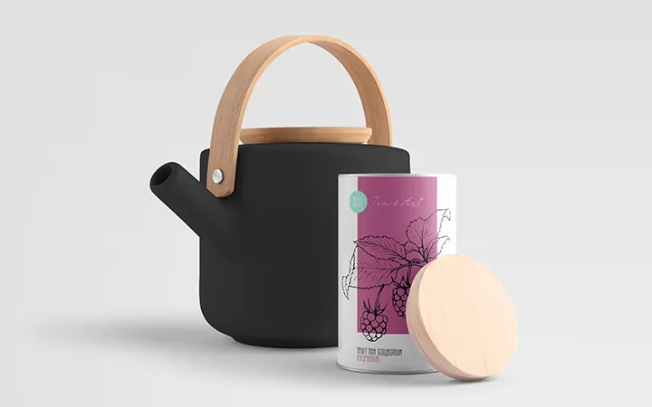 Teekanne mit bedruckter Teedose Teekanne mit bedruckter Teedose