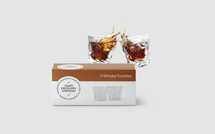 scatole con fondo a scatto per bicchierini di whisky