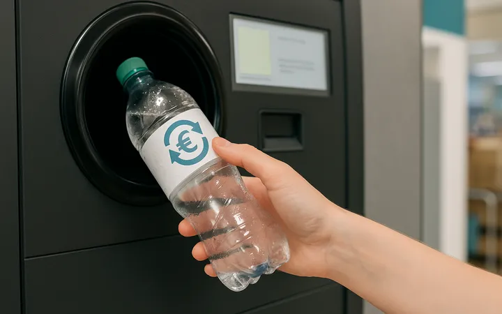 woman recycling pet bottle