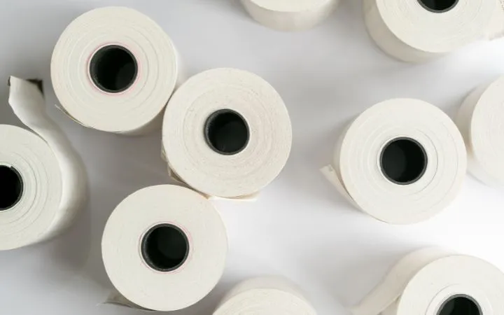 Transparent labels on a roll