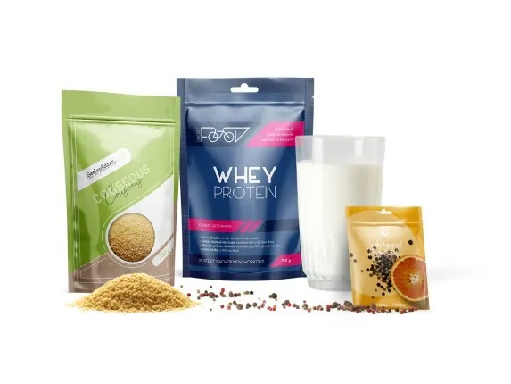 Stand-up pouches with custom labels Stand-up pouches with custom labels