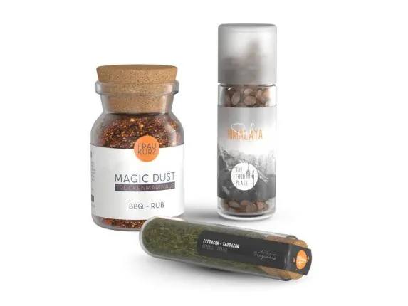 Food labels on spice jars Food labels on spice jars