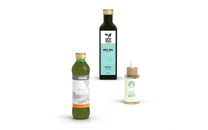 étiquettes pour bouteilles d'huile d'olive