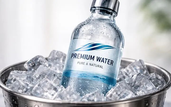 water bottle with water drops