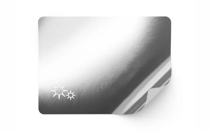 Film labels with metallic finish Film labels with metallic finish