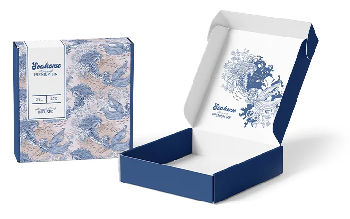 Gin packaging with folding boxes Gin packaging with folding boxes