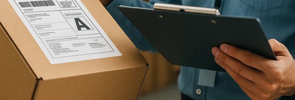 Man inspecting packaging regulations