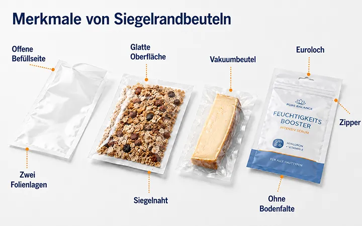 Merkmale von Siegelrandbeuteln Merkmale von Siegelrandbeuteln