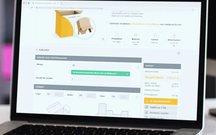 Online-Kalkulator auf Labelprint24.com 