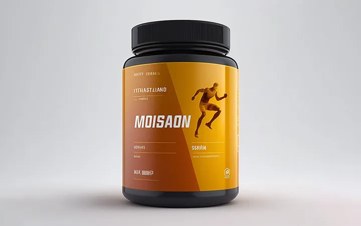 Supplement-Dose für Sport mit Etikett Supplement-Dose für Sport mit Etikett