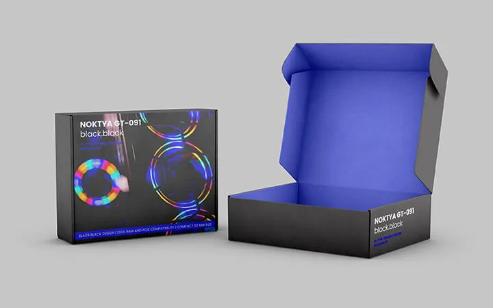 Scatole di cartone personalizzate stampate in blu