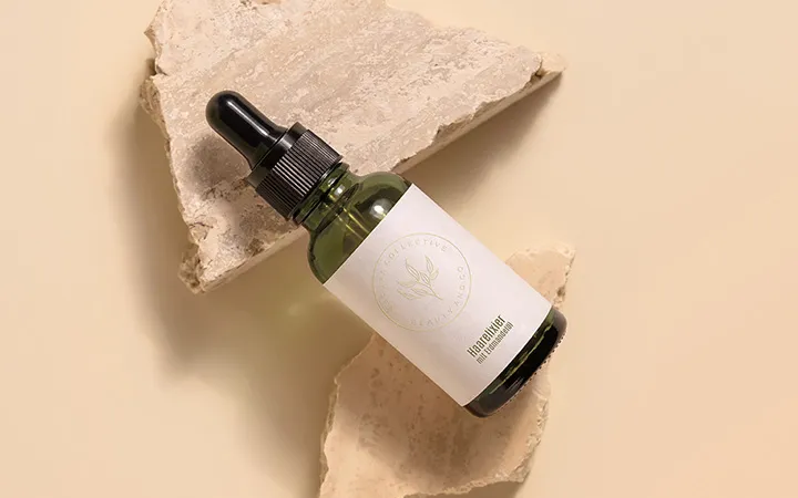Kosmetikflasche mit recyceltem Papieretikett
