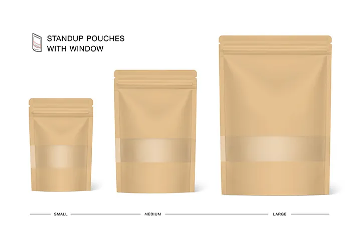 Doypack in verschiedenen Größen mit Sichtfenster Doypack in verschiedenen Größen mit Sichtfenster