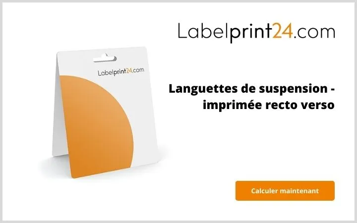 Languette de suspension imprimee recto verso